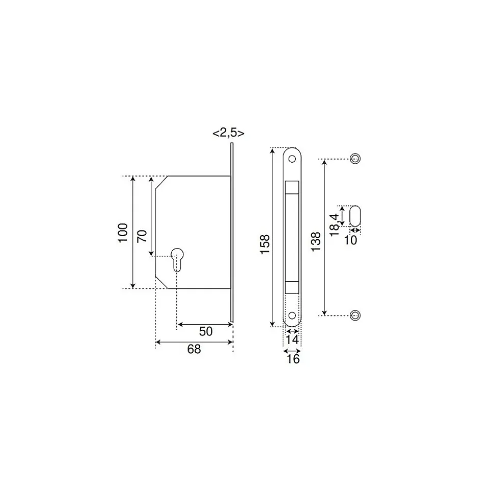 Kit pour portes coulissantes clé I - EUROWALE - NI012