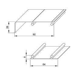 Kit SLID'UP 230 aluminium anodisé naturel pour 2 portes de placard coulissantes 19 mm - rail 1,8 m - 70 kg
