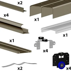 Kit SLID'UP 280 aluminium anodisé bronze pour 2 portes de placard coulissantes 18 mm - rail 2 m - 50 kg
