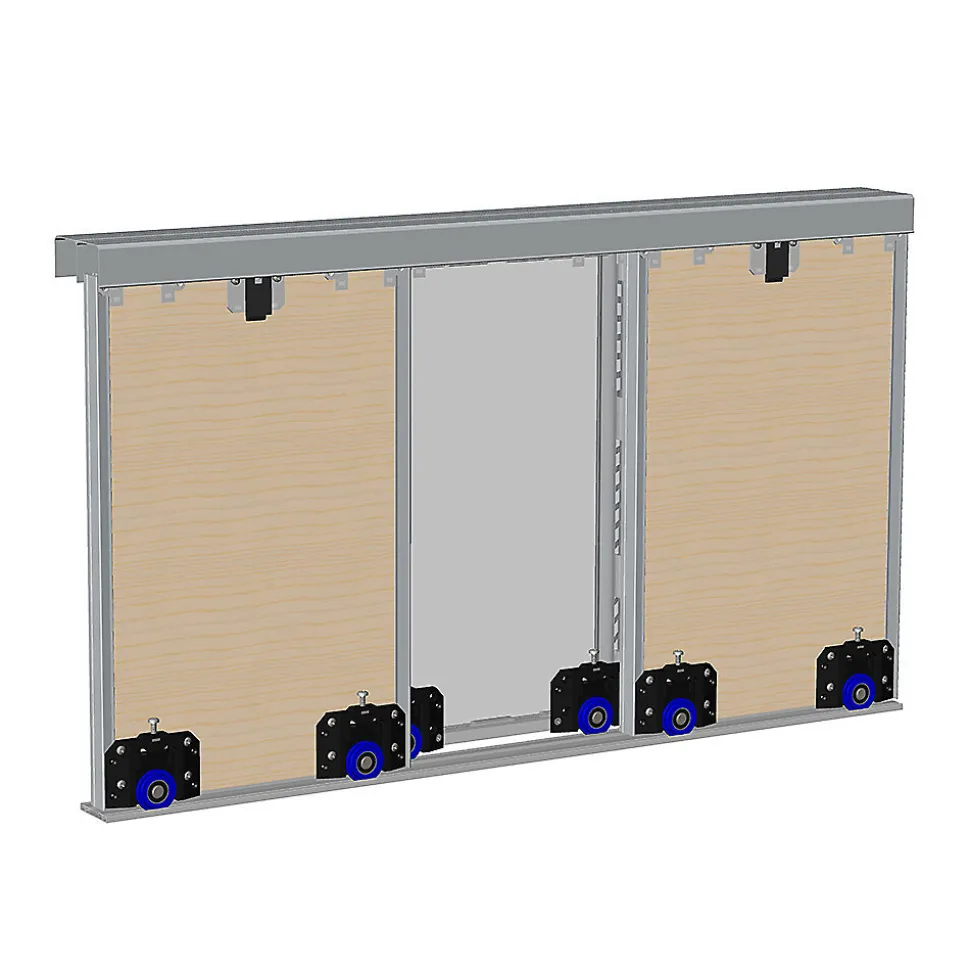 Kit SLID'UP 280 aluminium anodisé bronze pour 3 portes de placard coulissantes 18 mm - rail 3 m - 50 kg