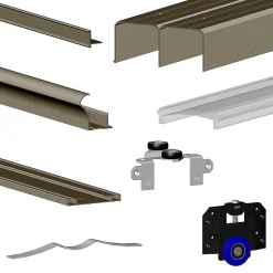 Kit SLID'UP 280 aluminium anodisé bronze pour 3 portes de placard coulissantes 18 mm - rail 3 m - 50 kg