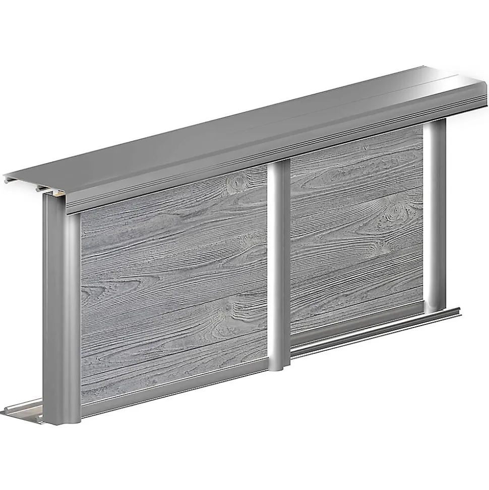 Kit SLID'UP 210 aluminium anodisé naturel pour 2 portes de placard coulissantes 16 mm - rail 1,8 m - 70 kg