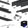 Kit SLID'UP 280 aluminium anodisé noir pour 2 portes de placard coulissantes 18 mm - rail 2 m - 50 kg