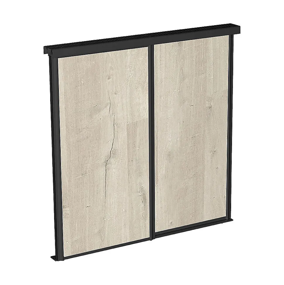 Kit SLID'UP 280 aluminium anodisé noir pour 2 portes de placard coulissantes 18 mm - rail 2 m - 50 kg