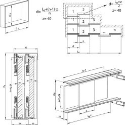 Kit SLID'UP 220 aluminium anodisé bronze pour 3 portes de placard coulissantes 18 mm - rail 2,7 m - 70 kg
