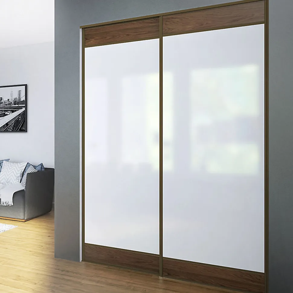 Kit SLID'UP 210 aluminium anodisé bronze pour 2 portes de placard coulissantes 16 mm - rail 1,8 m - 70 kg
