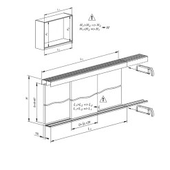 Kit SLID'UP 280 aluminium anodisé argent pour 3 portes de placard coulissantes 18 mm - rail 3 m - 50 kg