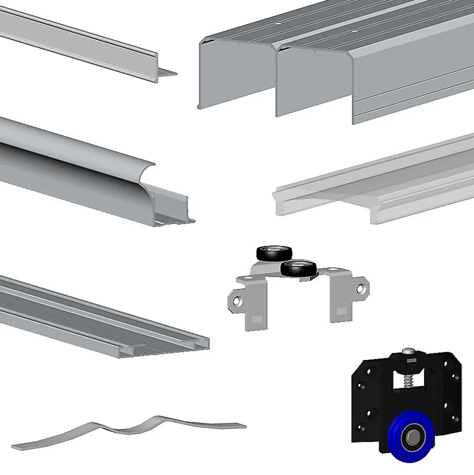 Kit SLID'UP 280 aluminium anodisé argent pour 3 portes de placard coulissantes 18 mm - rail 3 m - 50 kg