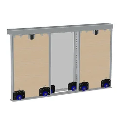 Kit SLID'UP 280 aluminium anodisé argent pour 3 portes de placard coulissantes 18 mm - rail 3 m - 50 kg