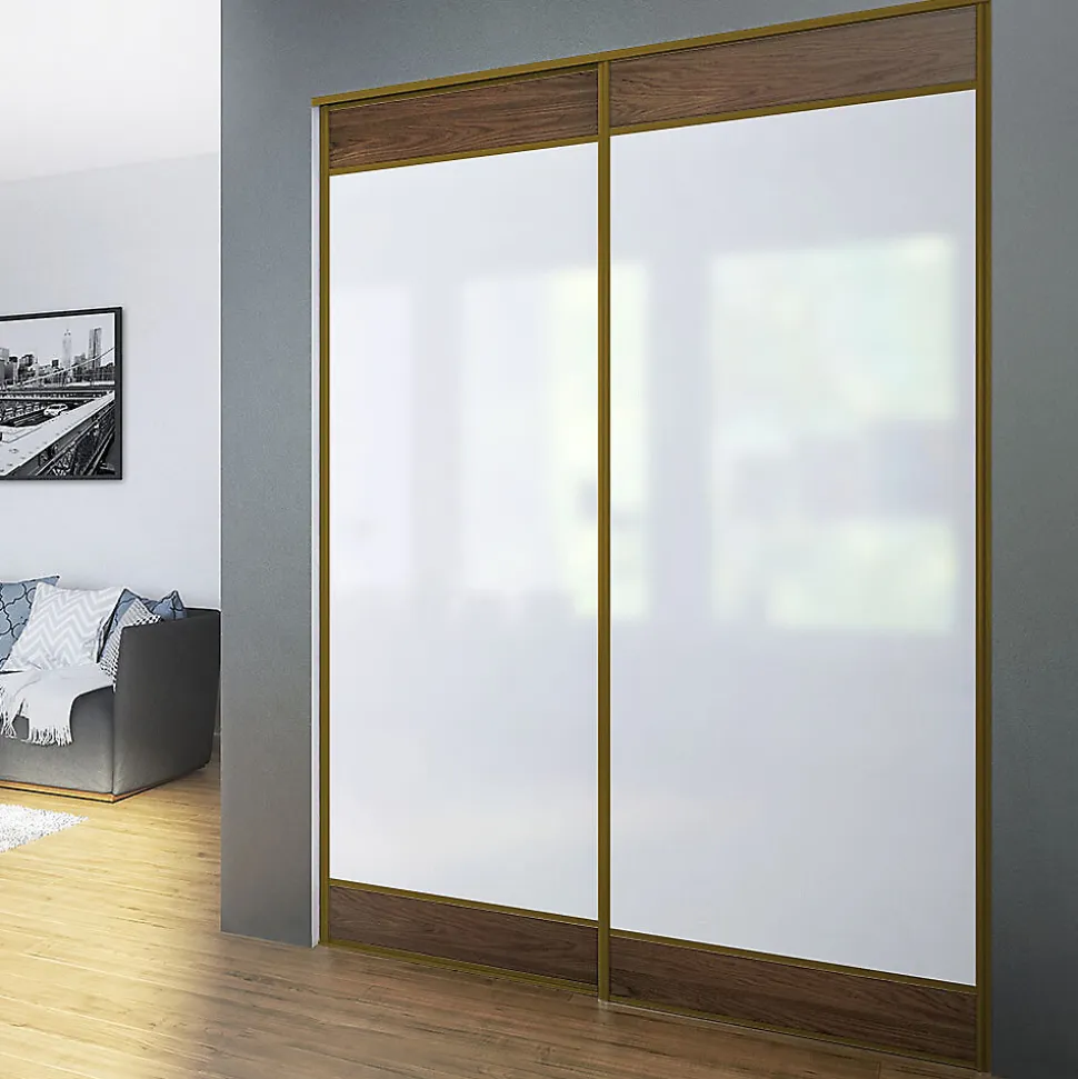 Kit SLID'UP 220 aluminium anodisé or pour 2 portes de placard coulissantes 18 mm - rail 1,8 m - 70 kg