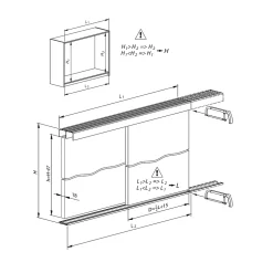 Kit SLID'UP 280 aluminium anodisé argent pour 2 portes de placard coulissantes 18 mm - rail 2 m - 50 kg