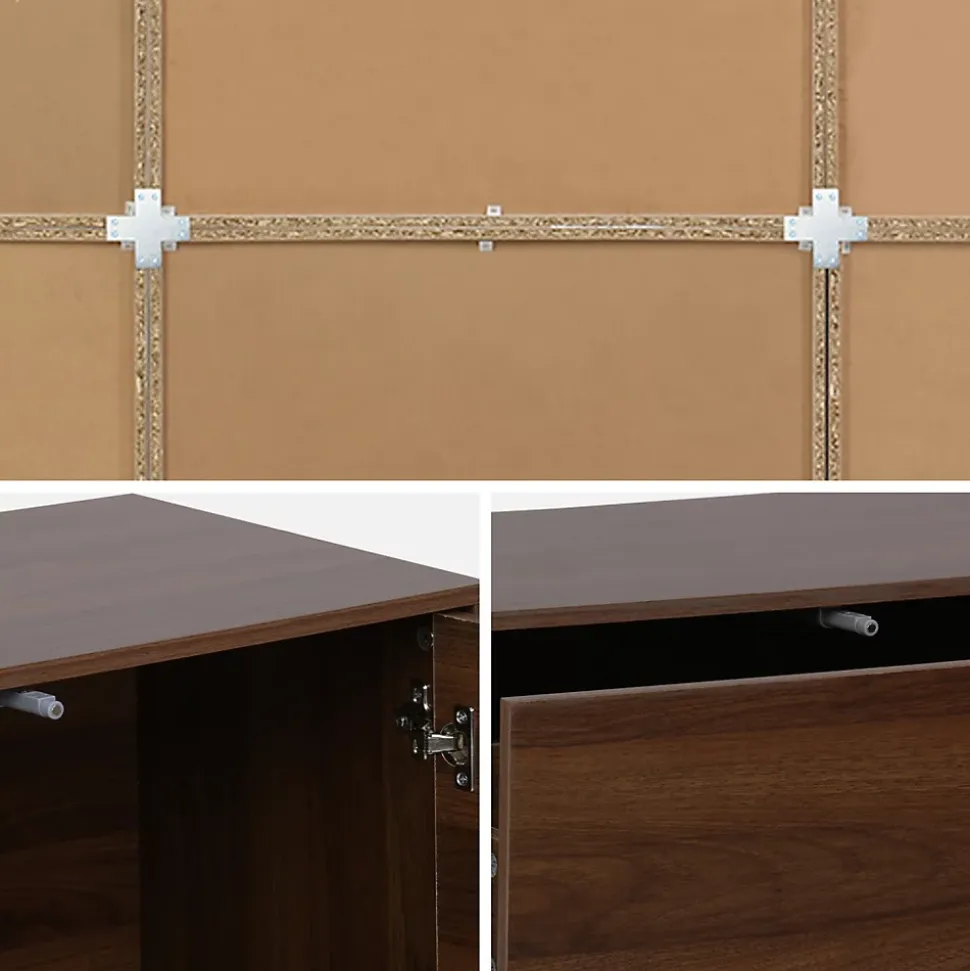 Kit étagère. bibliothèque décor bois noyer 9 éléments 100% modulable L 210 x P 35 x H 210cm - Kompo