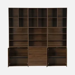 Kit étagère. bibliothèque décor bois noyer 9 éléments 100% modulable L 210 x P 35 x H 210cm - Kompo