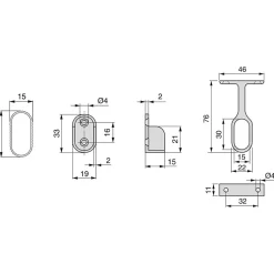 Kit tube de penderie 30x15 mm aluminium 115 cm