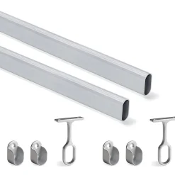 Kit tube de penderie 30x15 mm aluminium 115 cm