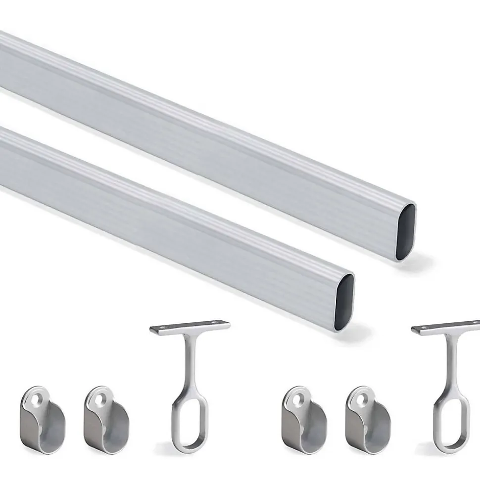 Kit tube de penderie 30x15 mm aluminium 115 cm