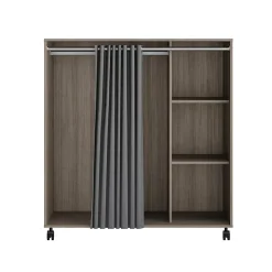 Kit-dressing sous-combles 1 colonne avec rideau Vector II décor chêne grisé H. 128 x L. 120 x P. 48 cm
