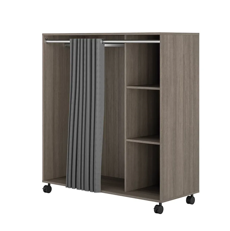 Kit-dressing sous-combles 1 colonne avec rideau Vector II décor chêne grisé H. 128 x L. 120 x P. 48 cm