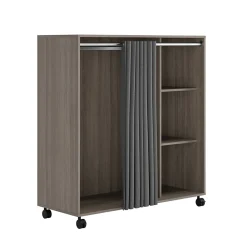 Kit-dressing sous-combles 1 colonne avec rideau Vector II décor chêne grisé H. 128 x L. 120 x P. 48 cm