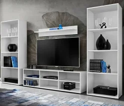 komodee, Ensembles de Meubles TV Taranto Grande, Blanc, sans LED, pour Salon, Chambre, Bureau