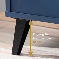 komodee, Ensembles de Meubles TV Fondi, 3 armoires avec casier à vin, bleu, bois clair, 173 x 35x 272 cm, pour salon, bureau