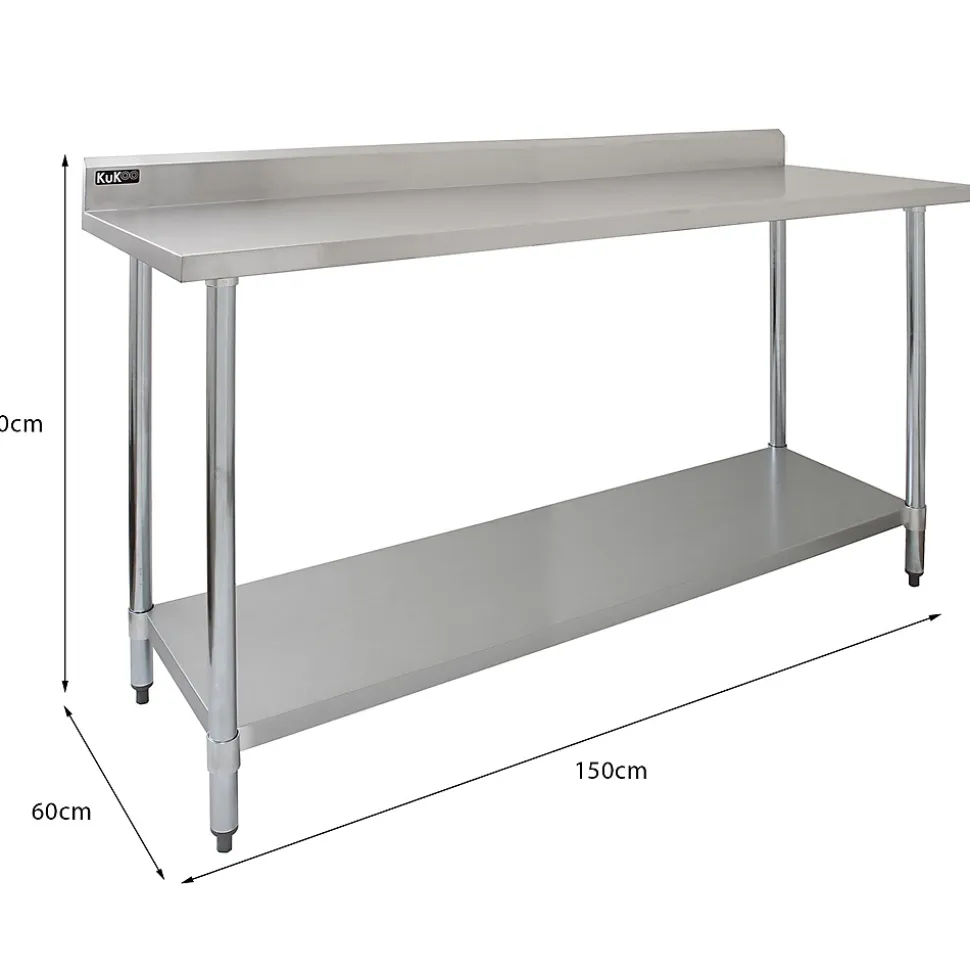 KuKoo Plan de Travail 150 cm avec Étagère d'Appoint à 2 Niveaux