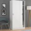 Lansing Armoire, Armoire de Chambre avec 2 portes coulissantes, Armoire avec Etagere et tringle à vêtements, 100x50h200 cm, Blanc