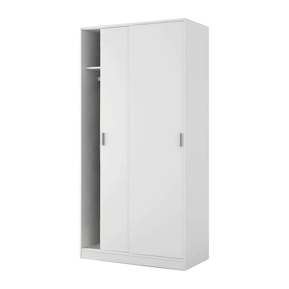 Lansing Armoire, Armoire de Chambre avec 2 portes coulissantes, Armoire avec Etagere et tringle à vêtements, 100x50h200 cm, Blanc