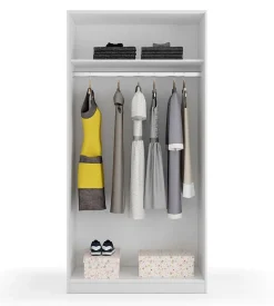 Lansing Armoire, Armoire de Chambre avec 2 portes coulissantes, Armoire avec Etagere et tringle à vêtements, 100x50h200 cm, Blanc