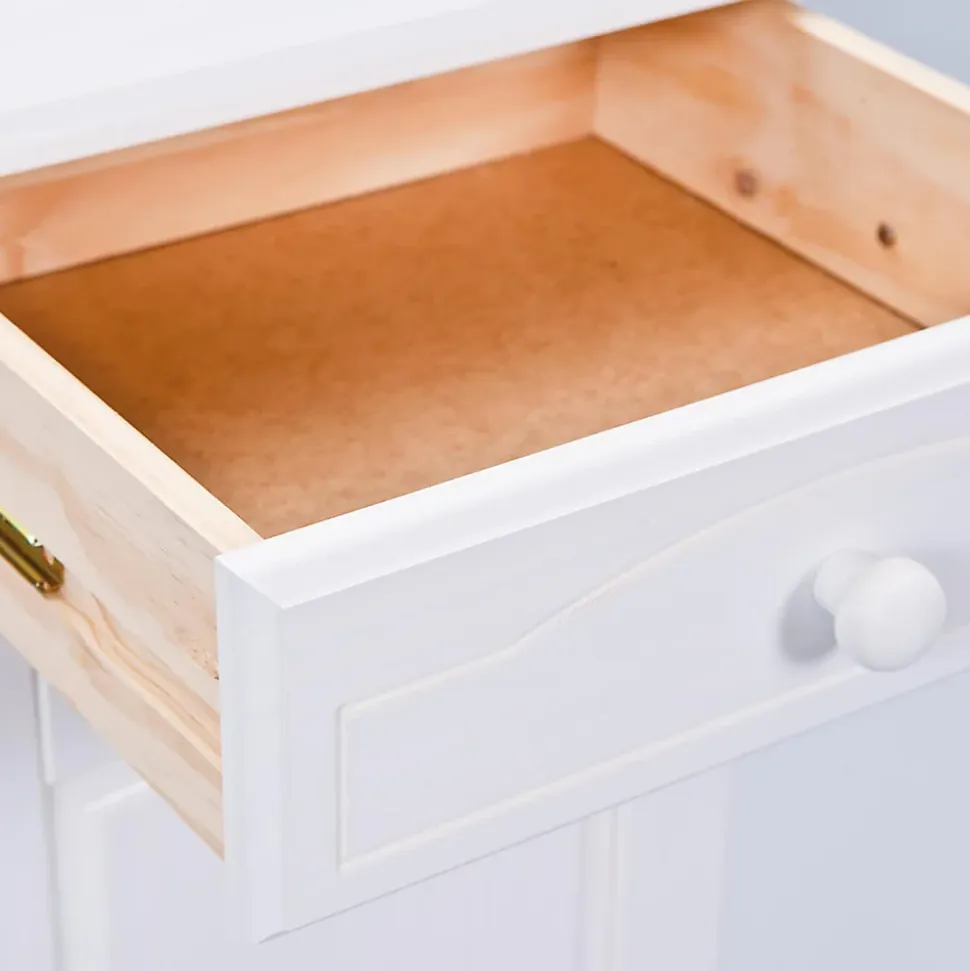 LAURIE - Meuble 2 Portes 2 Tiroirs Bois Massif Vernis Blanc