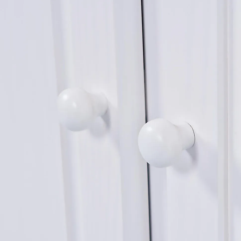 LAURIE - Meuble 2 Portes 2 Tiroirs Bois Massif Vernis Blanc