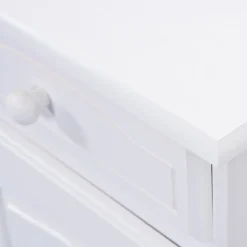 LAURIE - Meuble 2 Portes 2 Tiroirs Bois Massif Vernis Blanc