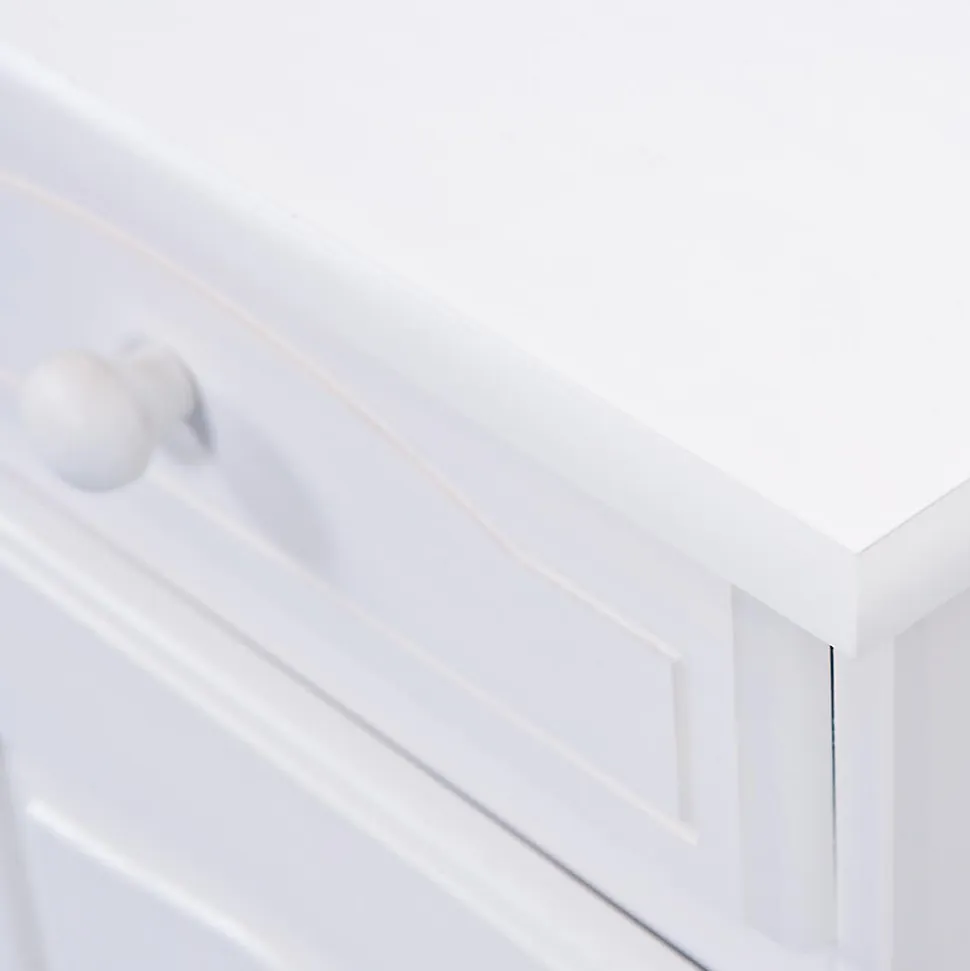 LAURIE - Meuble 2 Portes 2 Tiroirs Bois Massif Vernis Blanc