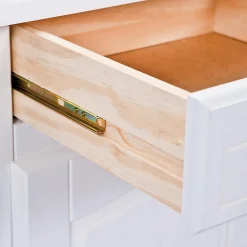 LAURIE - Meuble 2 Portes 2 Tiroirs Bois Massif Vernis Blanc