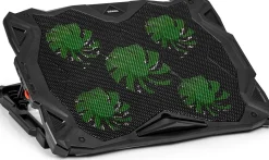 LC1 Refroidisseur pour ordinateur portable 5x ventilateurs Tapis anti surchauffe 2x ports USB Hauteur ajustable Duronic
