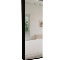 Leto Support mural pour chaussures avec miroir, style moderne et espace, 137.92 cm X 46.99 cm X 20.57 cm , Noir