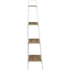 LIETA - Etagère Colonne à 4 Niveaux Bois et Métal Blanc