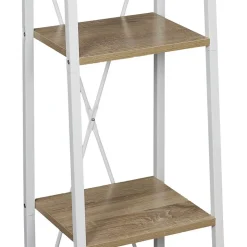 LIETA - Etagère Colonne à 4 Niveaux Bois et Métal Blanc