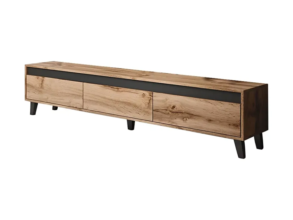 Lord - meuble TV - effet bois et noir - 185 cm - style industriel - Best Mobilier
