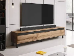 Lord - meuble TV - effet bois et noir - 185 cm - style industriel - Best Mobilier