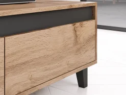 Lord - meuble TV - effet bois et noir - 185 cm - style industriel - Best Mobilier