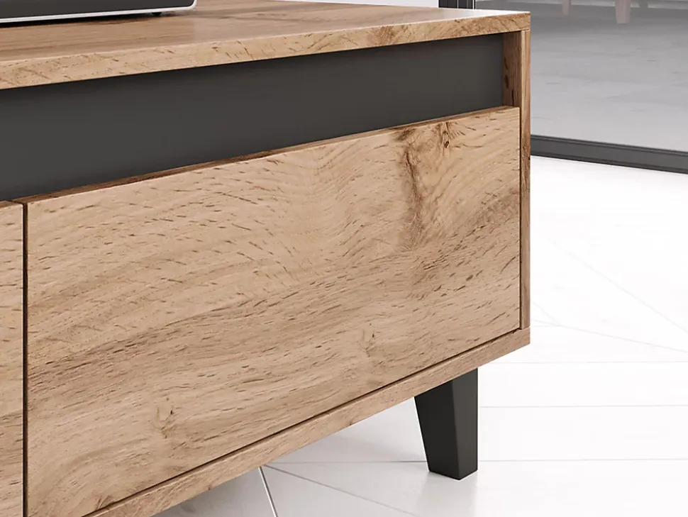 Lord - meuble TV - effet bois et noir - 185 cm - style industriel - Best Mobilier
