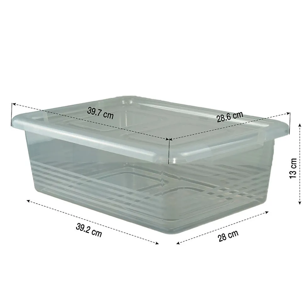 Lot 6 boîtes rangement plastique 39x28x13 cm transparentes empilables et solides