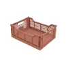 Lot 4 caisses de rangement pliables terracotta 40 x 30 x 15 cm