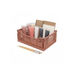 Lot 4 caisses de rangement pliables terracotta 40 x 30 x 15 cm