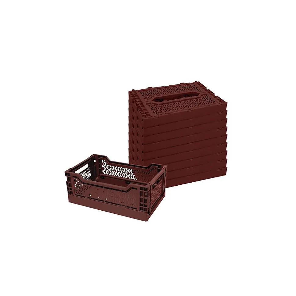 Lot 10 caisses de rangement pliables rouge 26,5 x 17 x 10,5 cm