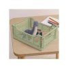 Lot 10 caisses de rangement pliables kaki 40 x 30 x 15 cm