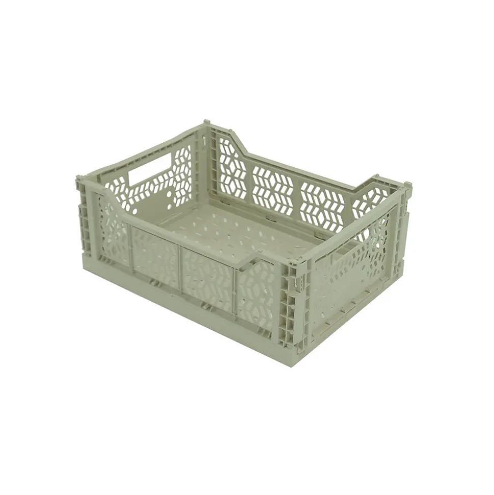 Lot 10 caisses de rangement pliables kaki 40 x 30 x 15 cm
