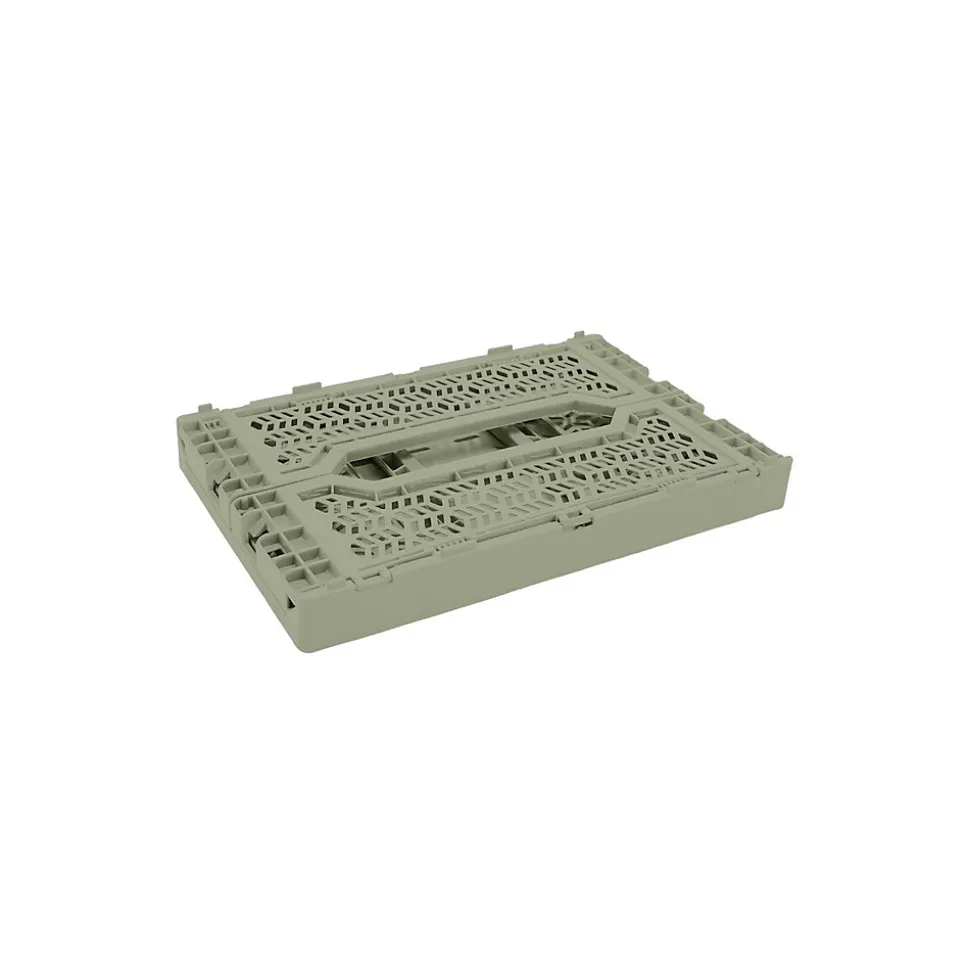 Lot 10 caisses de rangement pliables kaki 40 x 30 x 15 cm