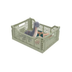 Lot 10 caisses de rangement pliables kaki 40 x 30 x 15 cm